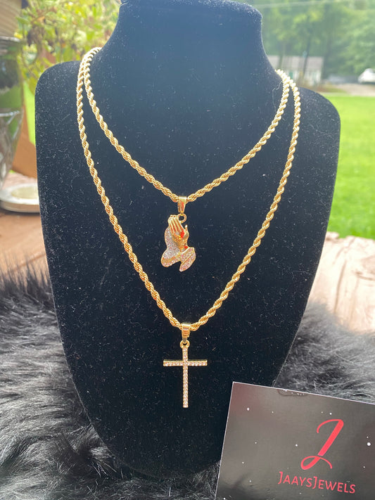 Cross and Praying Hands