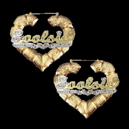14K GP 1” Baby Bamboo Heart Earrings